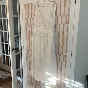 Caslon White Sleeveless Ruffle Maxi Dress